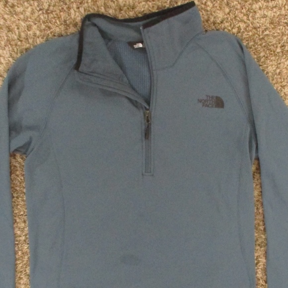 The North‎ Face Sweatshirt Men's Large Blue Borod 1/4 Zip Pullover Stretch - Picture 3 of 8